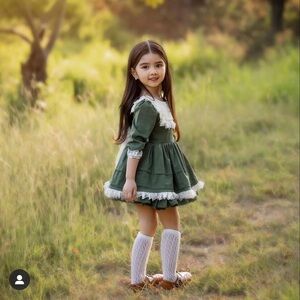 Charming Green Kids Casual Dress